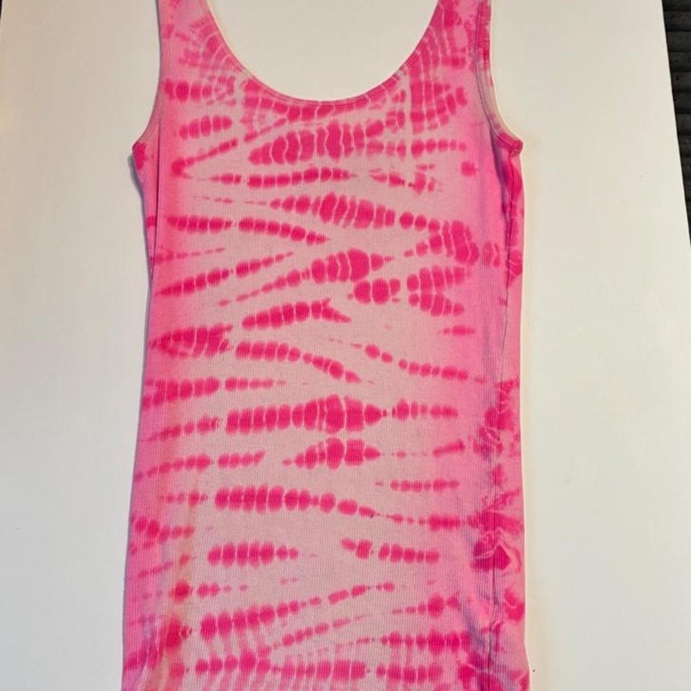 Vintage Victoria's Secret VS Tee Shop Pink Tie Dye Ribbed Tank Top Small Y2K